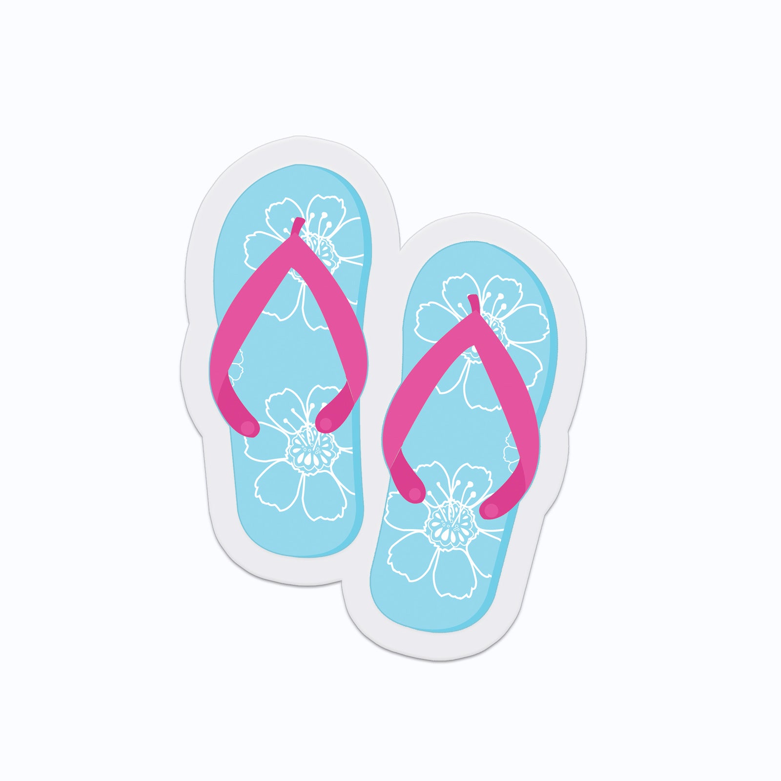 Aqua Flip Flops Sandals Clear Vinyl Sticker