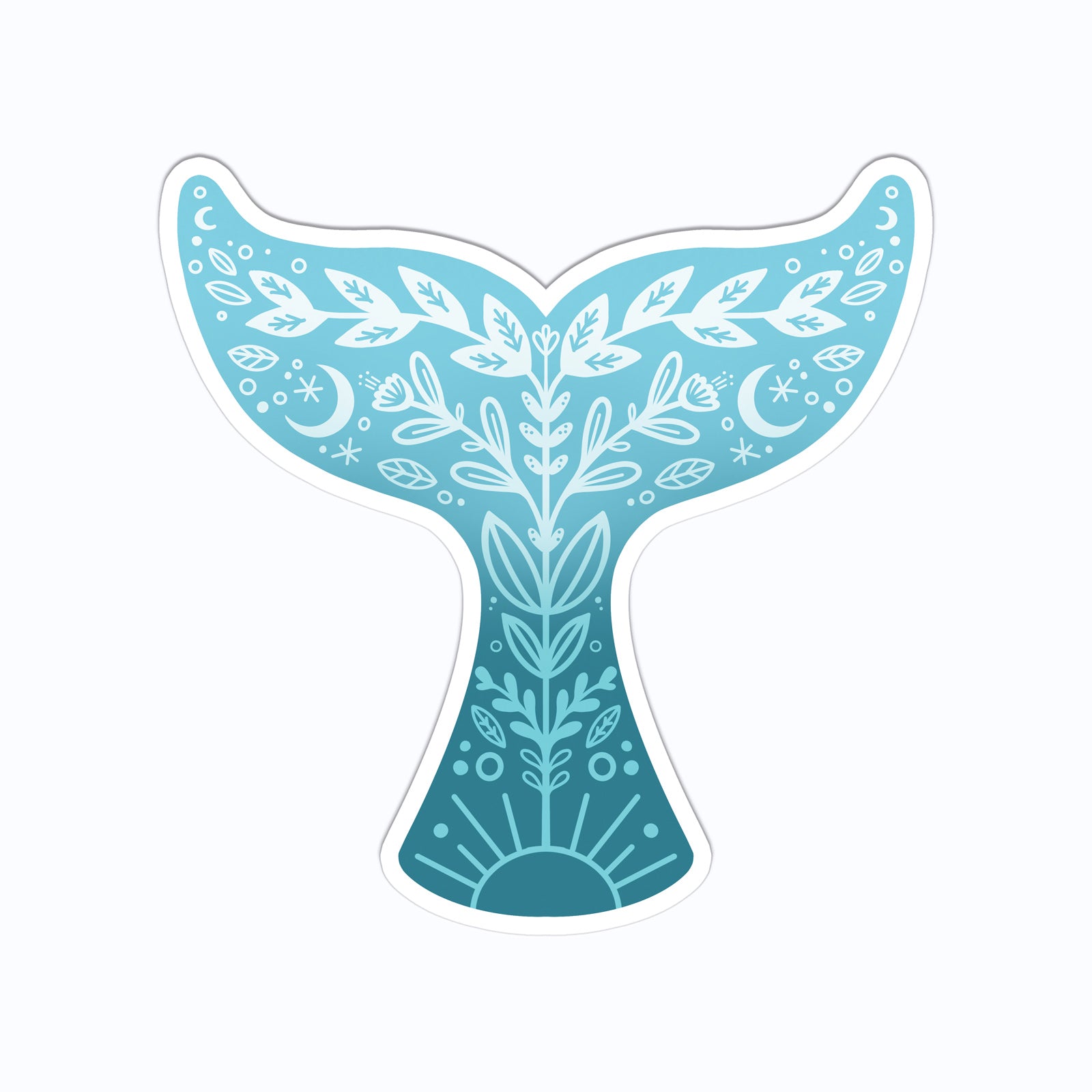 Folk Art Whale Tail Vinyl Sticker
