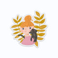 Ginger Girl and her Black Cat Vinyl Sticker