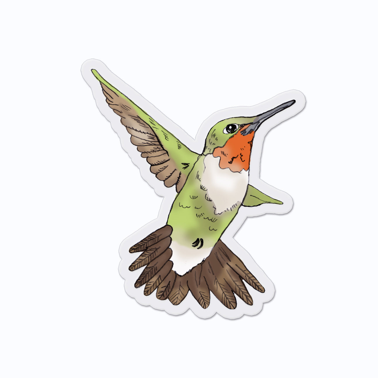 Ruby Throated Hummingbird Clear Vinyl Sticker