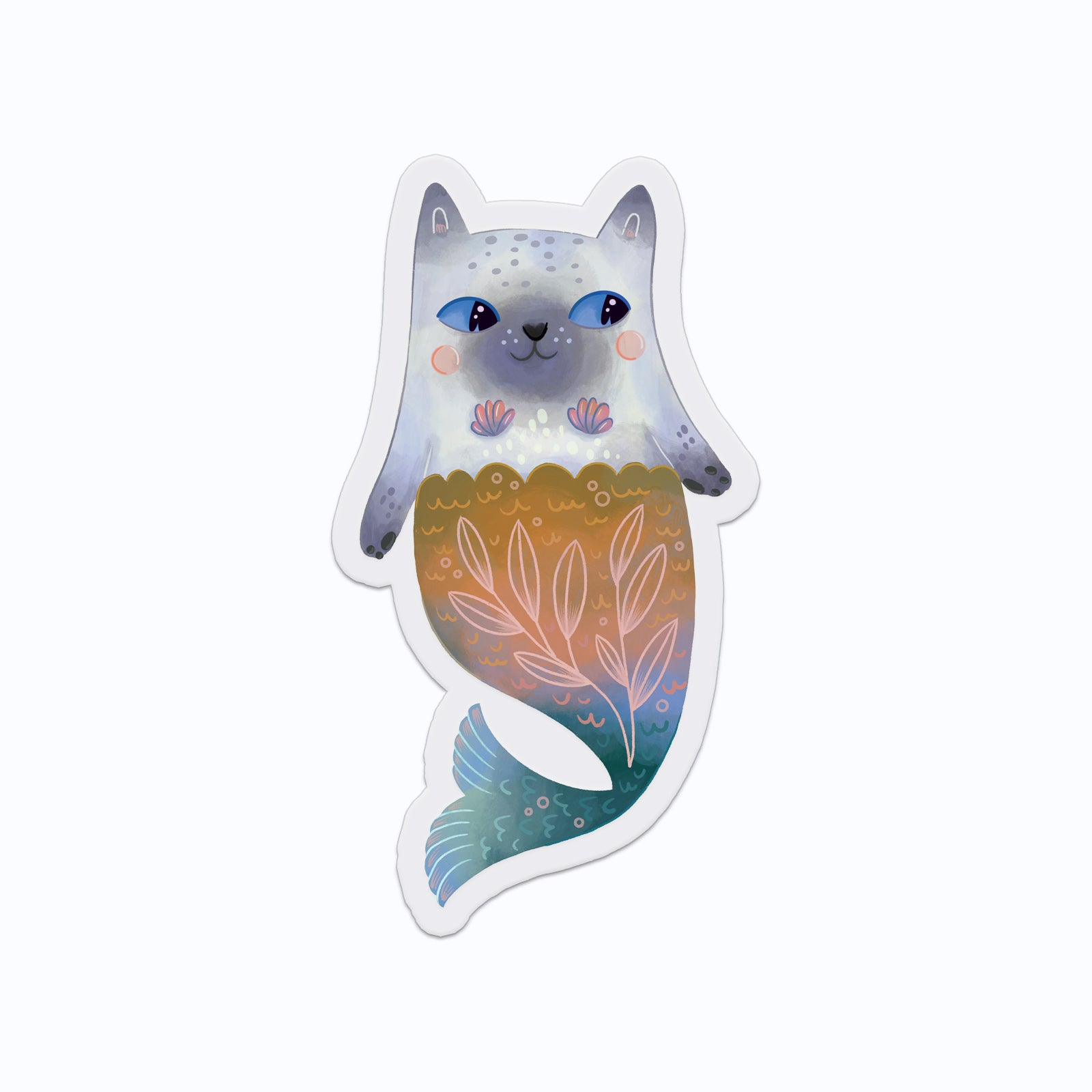 Mercat Mermaid Cat Clear Vinyl Sticker