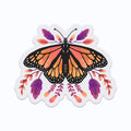 Floral Monarch Butterfly Clear Vinyl Sticker