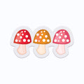 Red Capped Mushroom Trio Clear Vinyl Sticker