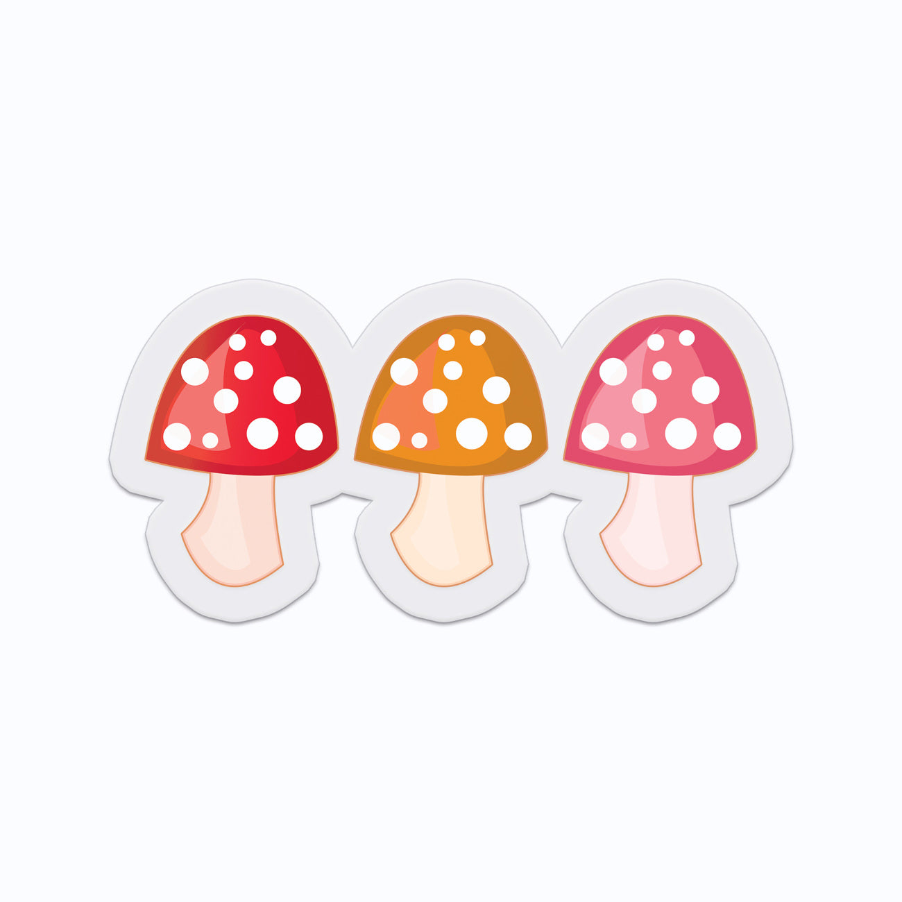 Red Capped Mushroom Trio Clear Vinyl Sticker