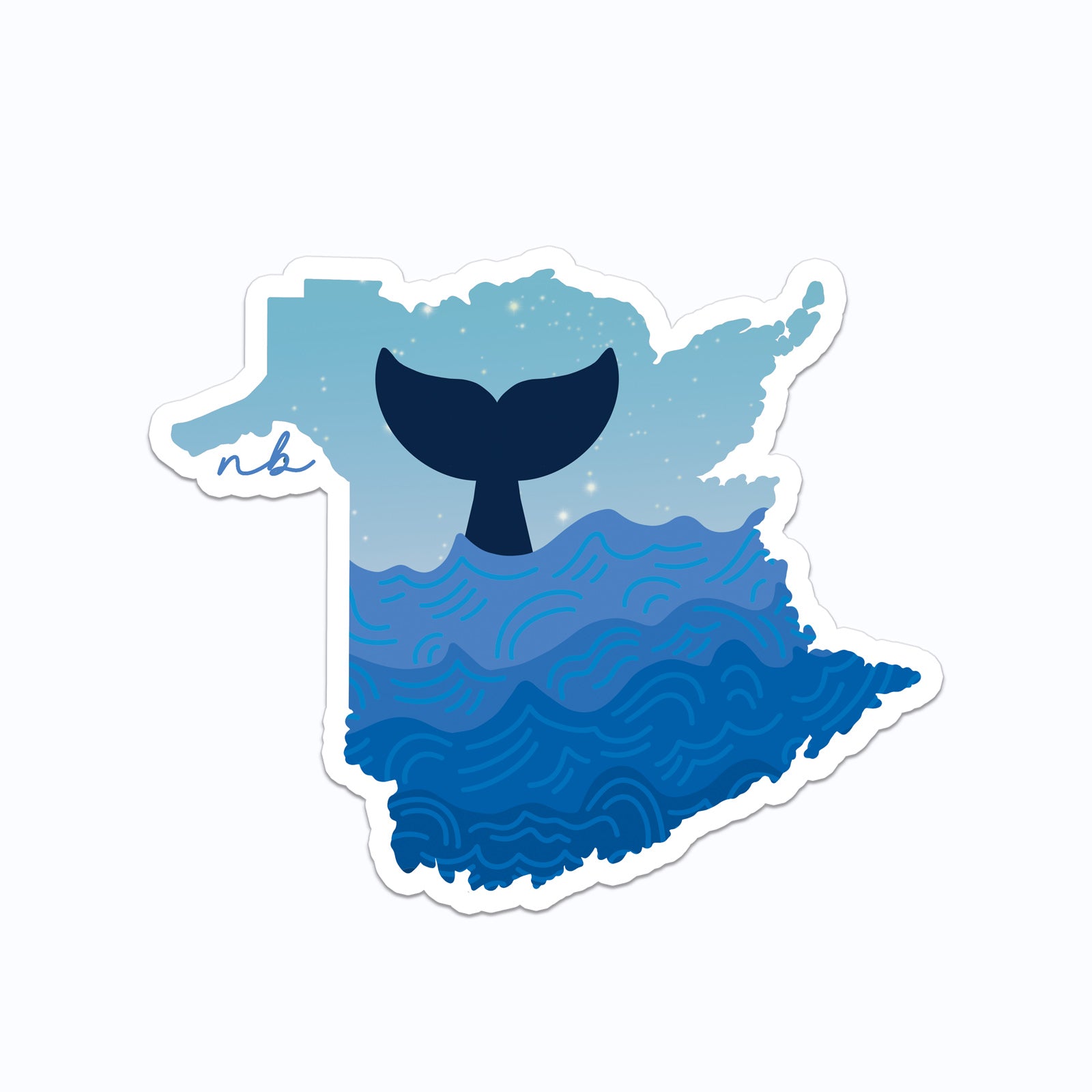 New Brunswick Whale Waves Vinyl Sticker