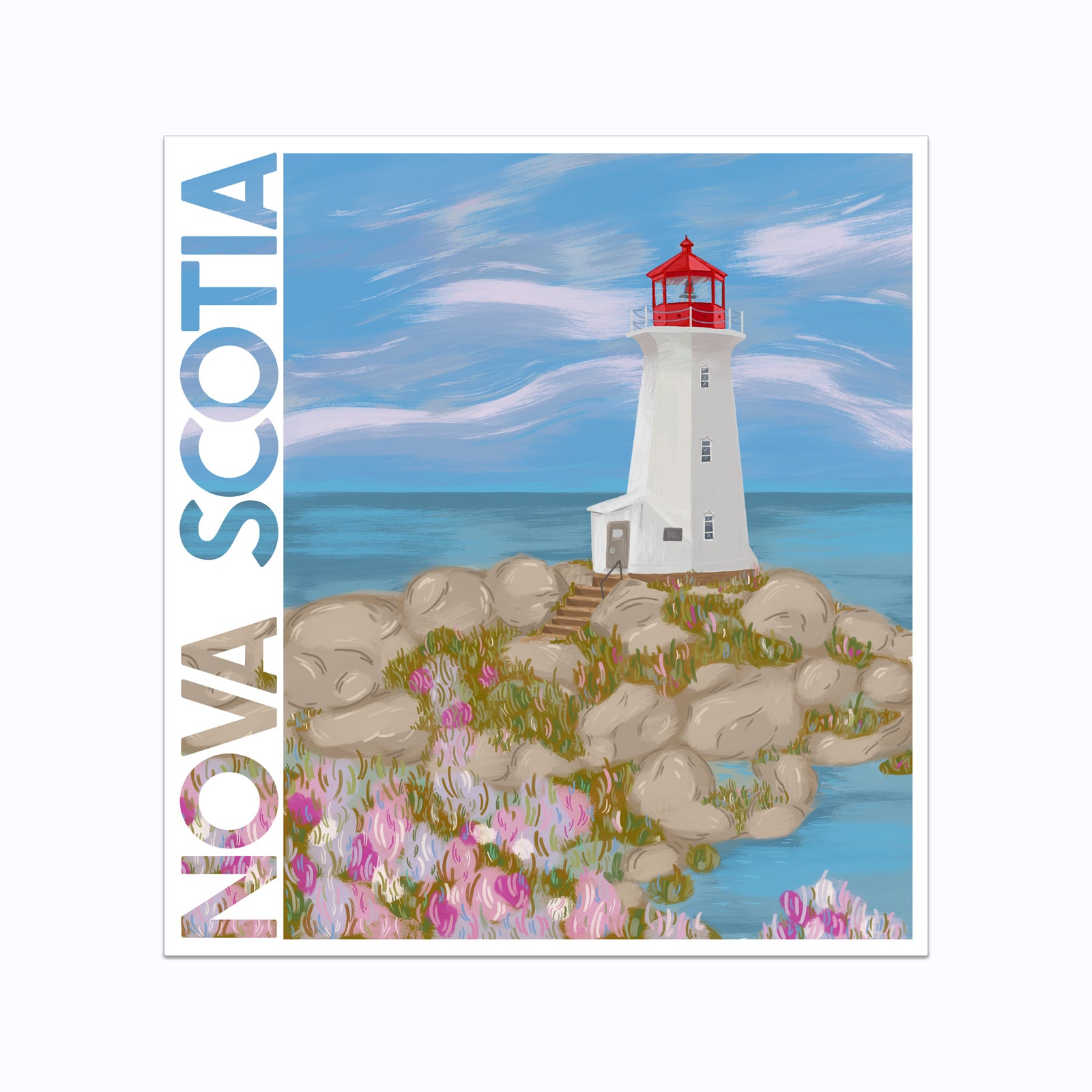 Peggy's Cove Landscape Nova Scotia Text Vinyl Sticker