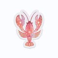 Red Floral Lobster Clear Vinyl Sticker
