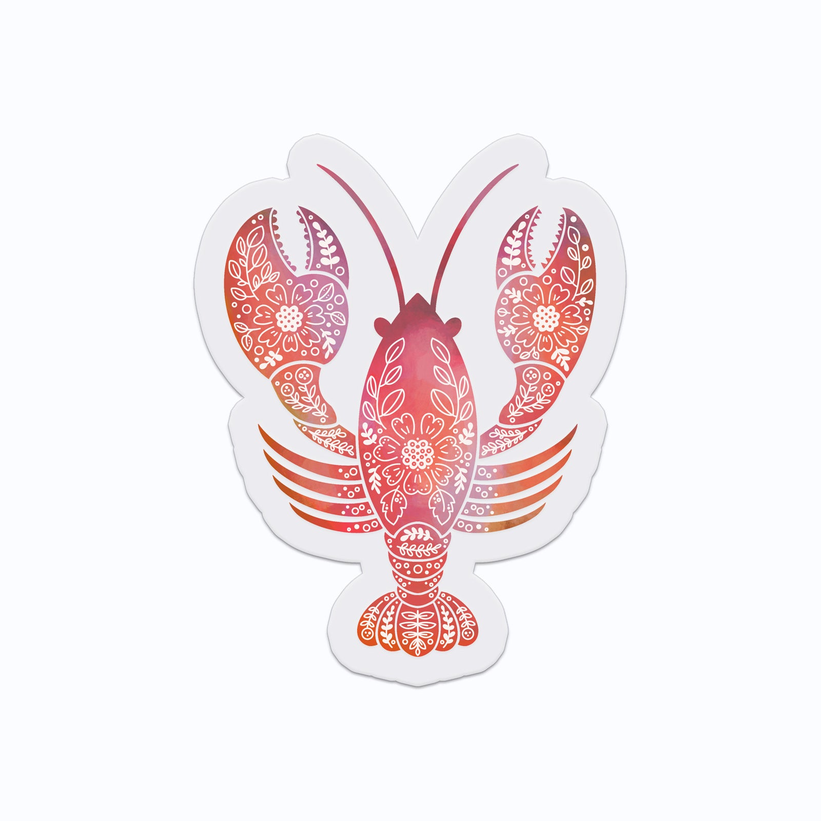 Red Floral Lobster Clear Vinyl Sticker