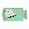 Bluenose Ship in a Bottle Clear Vinyl Sticker