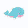 Aqua Sleepy Whale Vinyl Sticker