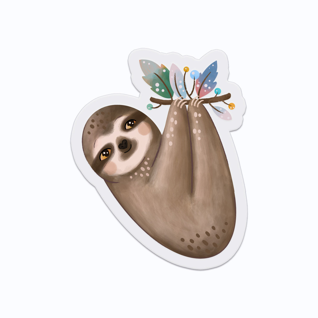 Hanging Sloth Clear Vinyl Sticker