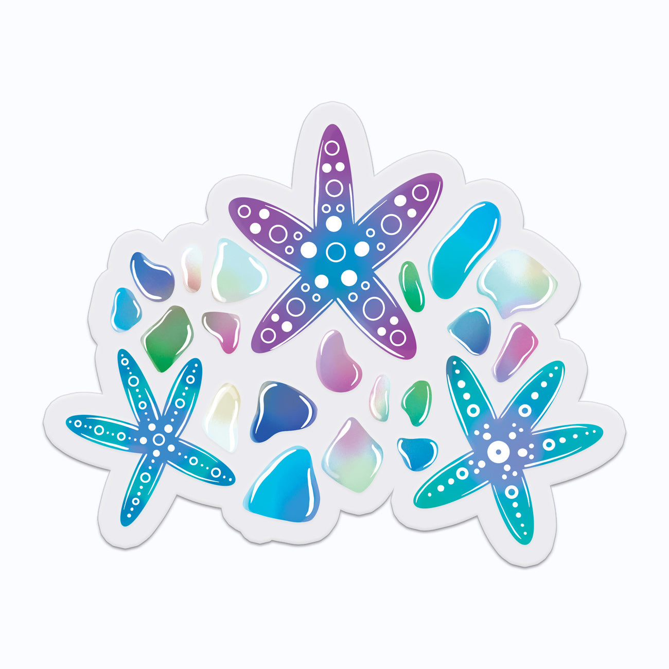 Starfish & Sea Glass Clear Vinyl Sticker