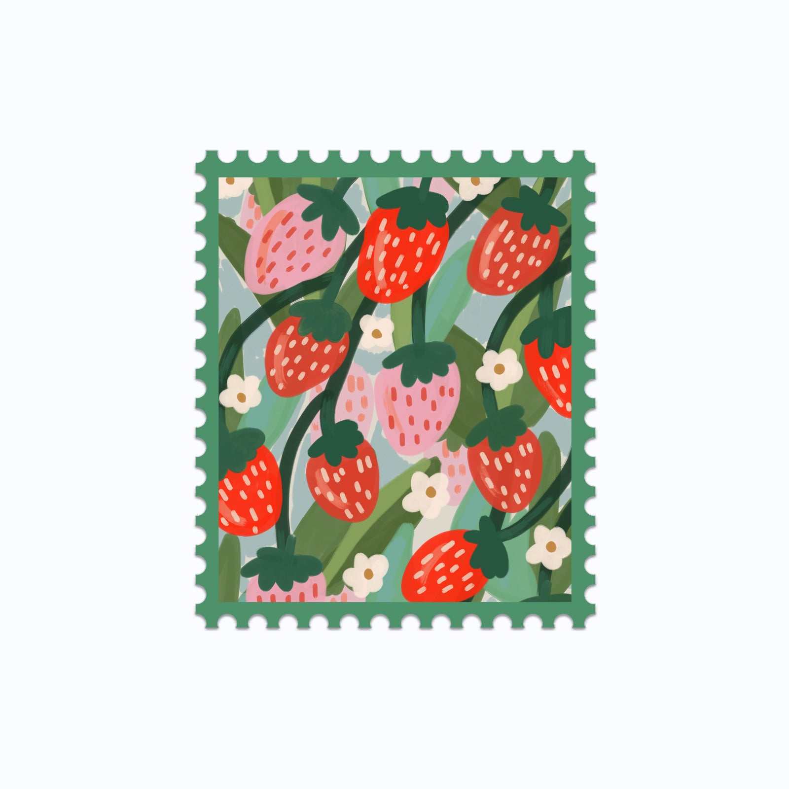 Strawberry Stamp Vinyl Sticker