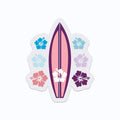 Pink Surf Board Clear Vinyl Sticker